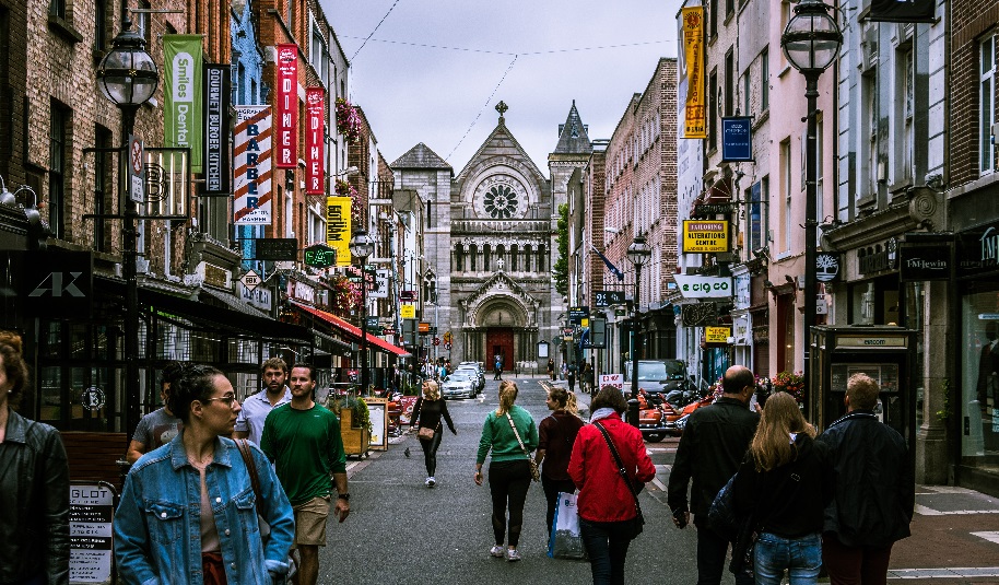 People on street in Dublin